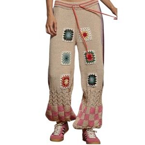 NWOT POL Crochet Patchwork Wide Leg Pants Fit Up to XL